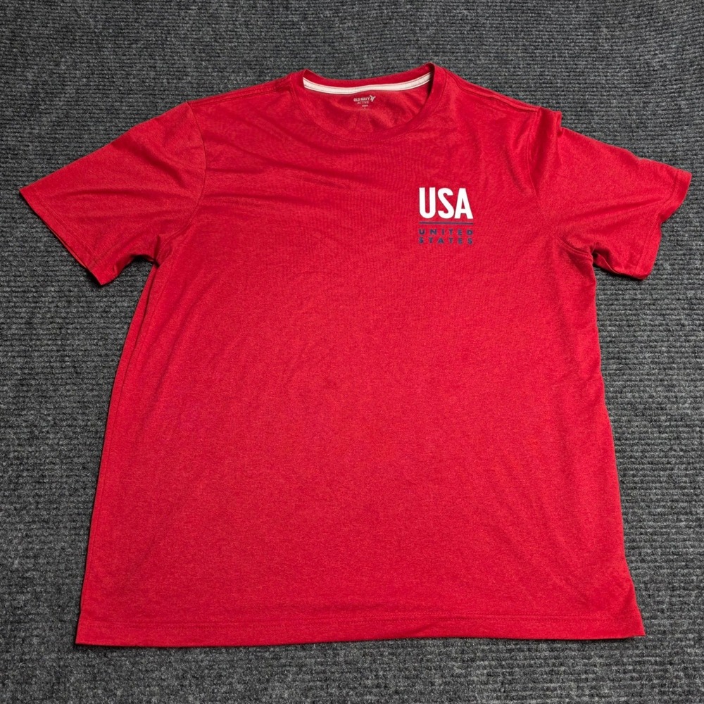 Old Navy Active Core USA Graphic T-Shirt Mens Size L Red Patriotic Star Go-Fresh